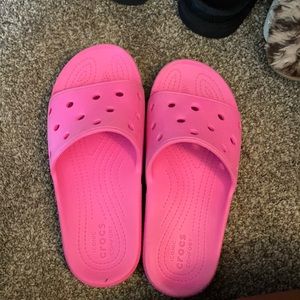 pink croc slides